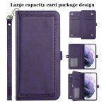 Wholesale Premium PU Leather Folio Wallet Front Cover Case with Card Holder Slots and Wrist Strap for Samsung Galaxy A12 (Purple)